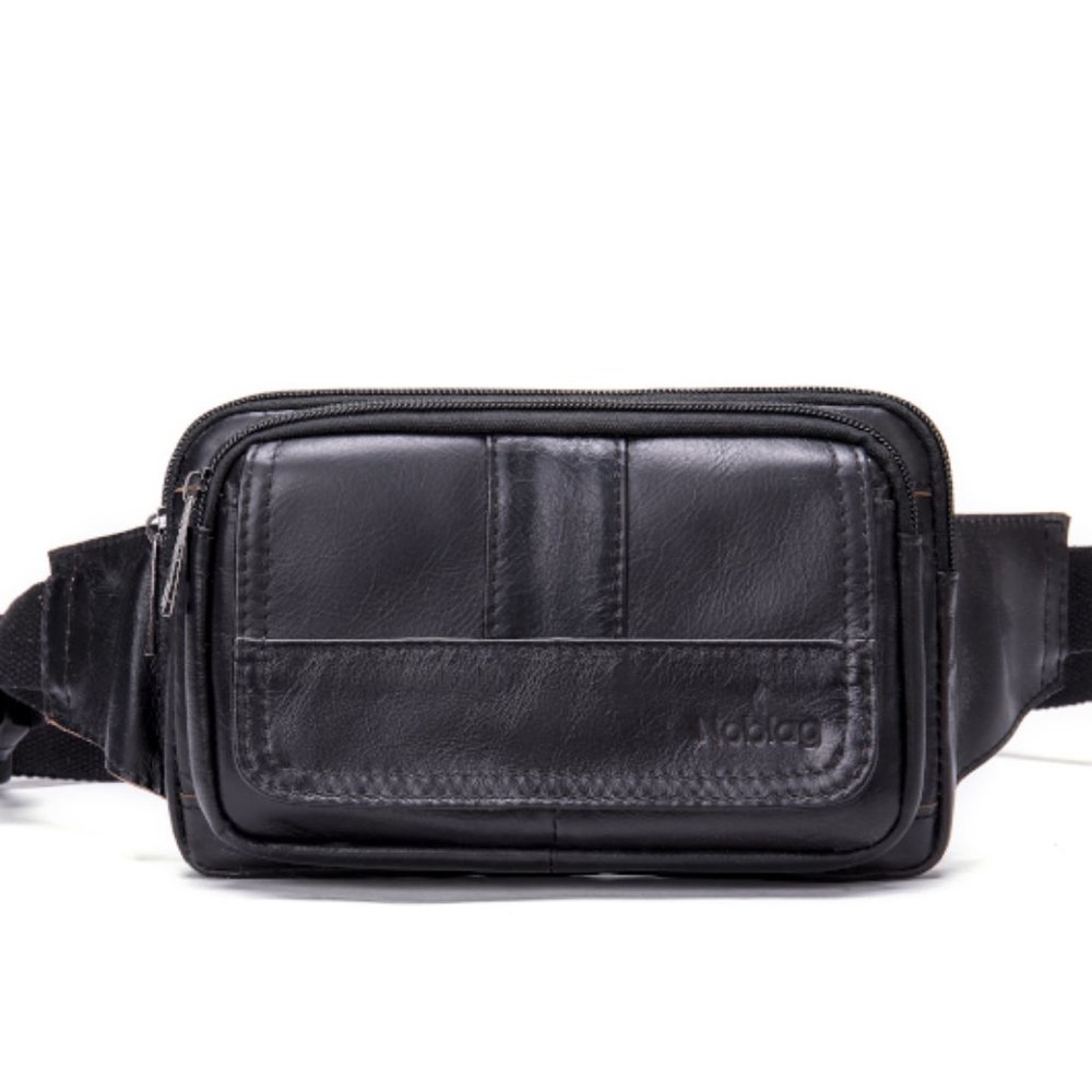 Noblag Black Leather Sling Bags